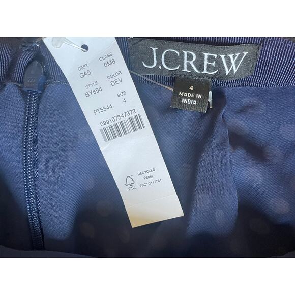 NWT J.CREW Navy & White Polka Dot Ruffled Midi Skirt Size 4 - Picture 6 of 6